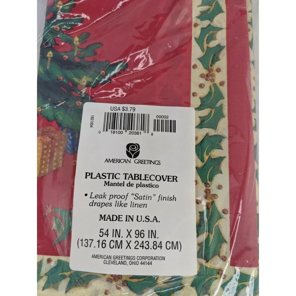 American Greetings Plastic Tablecover Christmas 54x‎ 96 Inch